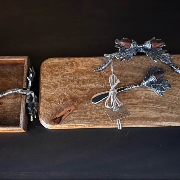 Mud Pie Acorn Cheeseboard and Cocktail Napkin Holder- New - Picture 5 of 6